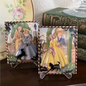 Set of 2 Colorful Vintage Reverse Silhouette Wall Plaques